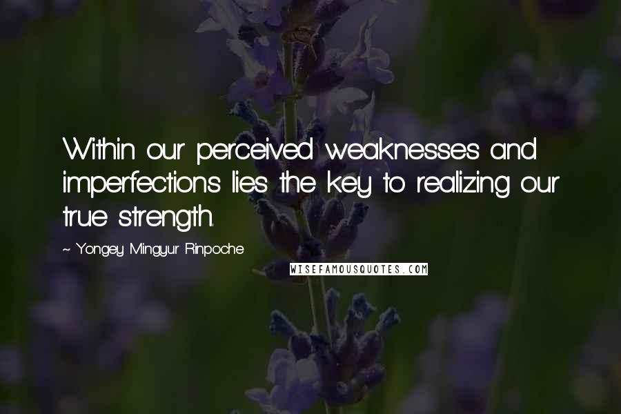 Yongey Mingyur Rinpoche Quotes: Within our perceived weaknesses and imperfections lies the key to realizing our true strength.