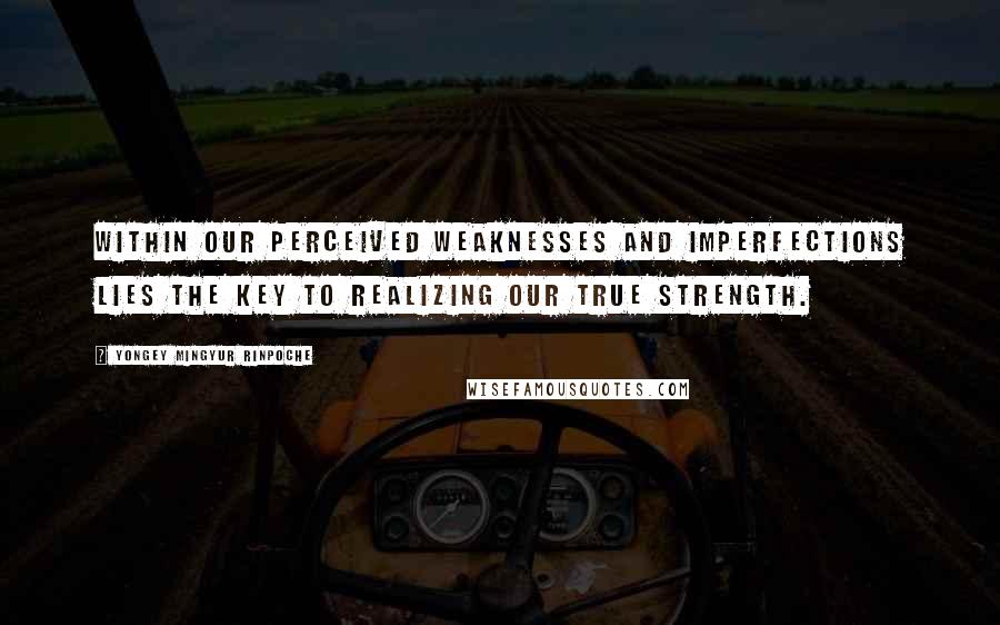 Yongey Mingyur Rinpoche Quotes: Within our perceived weaknesses and imperfections lies the key to realizing our true strength.