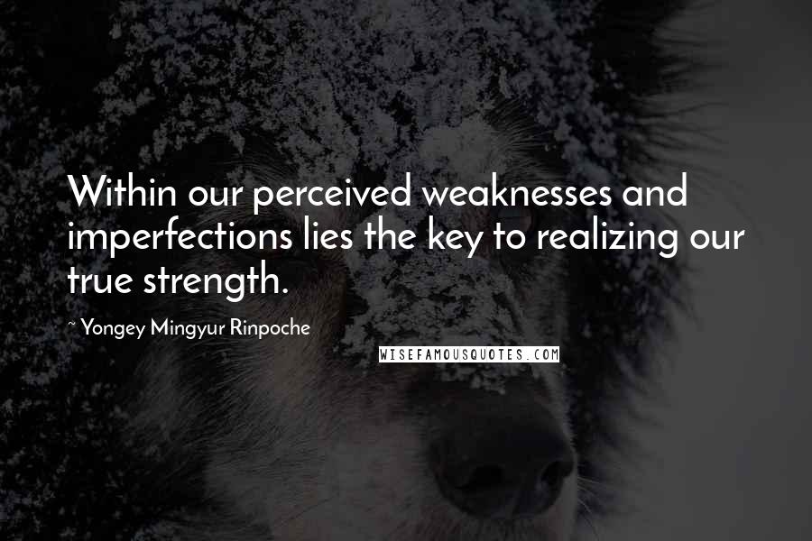 Yongey Mingyur Rinpoche Quotes: Within our perceived weaknesses and imperfections lies the key to realizing our true strength.