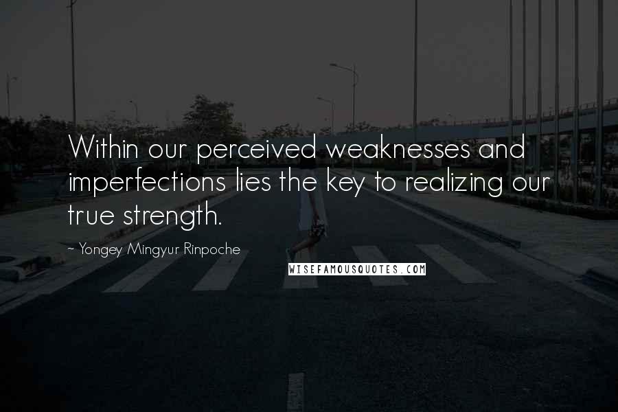 Yongey Mingyur Rinpoche Quotes: Within our perceived weaknesses and imperfections lies the key to realizing our true strength.