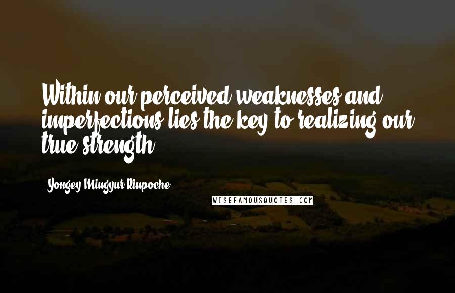 Yongey Mingyur Rinpoche Quotes: Within our perceived weaknesses and imperfections lies the key to realizing our true strength.