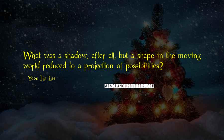 Yoon Ha Lee Quotes: What was a shadow, after all, but a shape in the moving world reduced to a projection of possibilities?