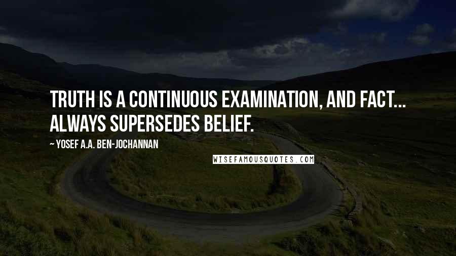 Yosef A.A. Ben-Jochannan Quotes: Truth is a continuous examination, and Fact... always supersedes belief.