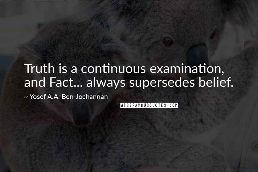 Yosef A.A. Ben-Jochannan Quotes: Truth is a continuous examination, and Fact... always supersedes belief.