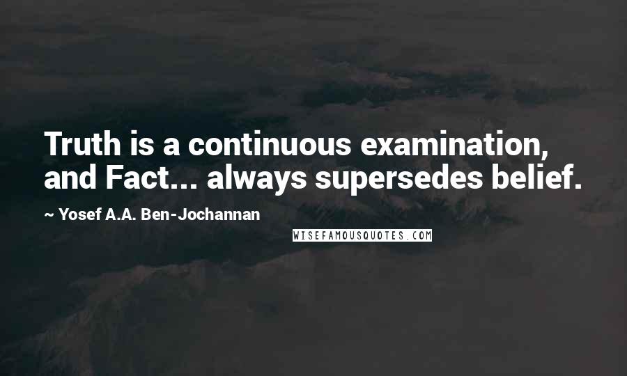 Yosef A.A. Ben-Jochannan Quotes: Truth is a continuous examination, and Fact... always supersedes belief.