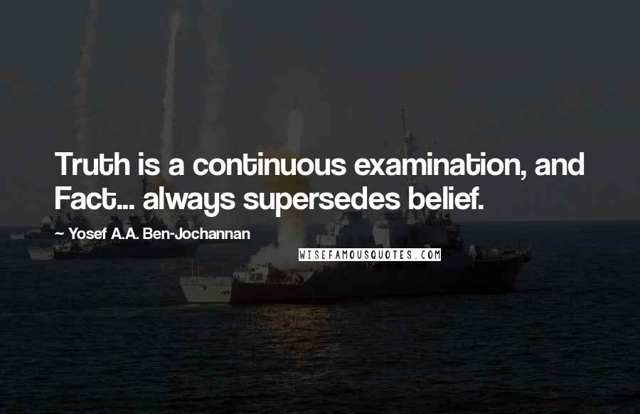 Yosef A.A. Ben-Jochannan Quotes: Truth is a continuous examination, and Fact... always supersedes belief.