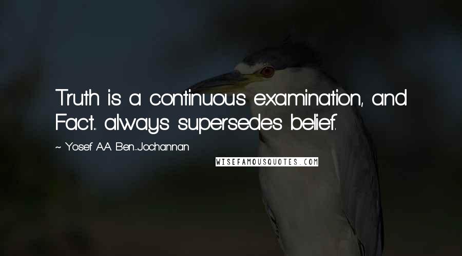 Yosef A.A. Ben-Jochannan Quotes: Truth is a continuous examination, and Fact... always supersedes belief.