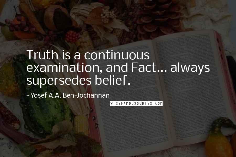 Yosef A.A. Ben-Jochannan Quotes: Truth is a continuous examination, and Fact... always supersedes belief.