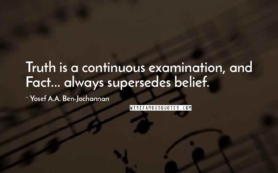 Yosef A.A. Ben-Jochannan Quotes: Truth is a continuous examination, and Fact... always supersedes belief.