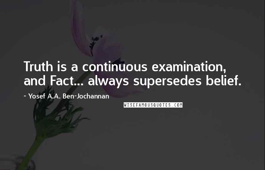 Yosef A.A. Ben-Jochannan Quotes: Truth is a continuous examination, and Fact... always supersedes belief.