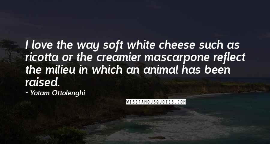 Yotam Ottolenghi Quotes: I love the way soft white cheese such as ricotta or the creamier mascarpone reflect the milieu in which an animal has been raised.