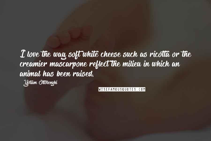 Yotam Ottolenghi Quotes: I love the way soft white cheese such as ricotta or the creamier mascarpone reflect the milieu in which an animal has been raised.