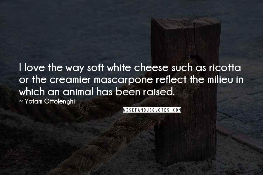 Yotam Ottolenghi Quotes: I love the way soft white cheese such as ricotta or the creamier mascarpone reflect the milieu in which an animal has been raised.