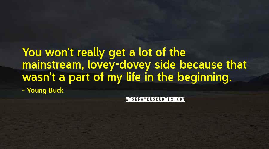 Young Buck Quotes: You won't really get a lot of the mainstream, lovey-dovey side because that wasn't a part of my life in the beginning.