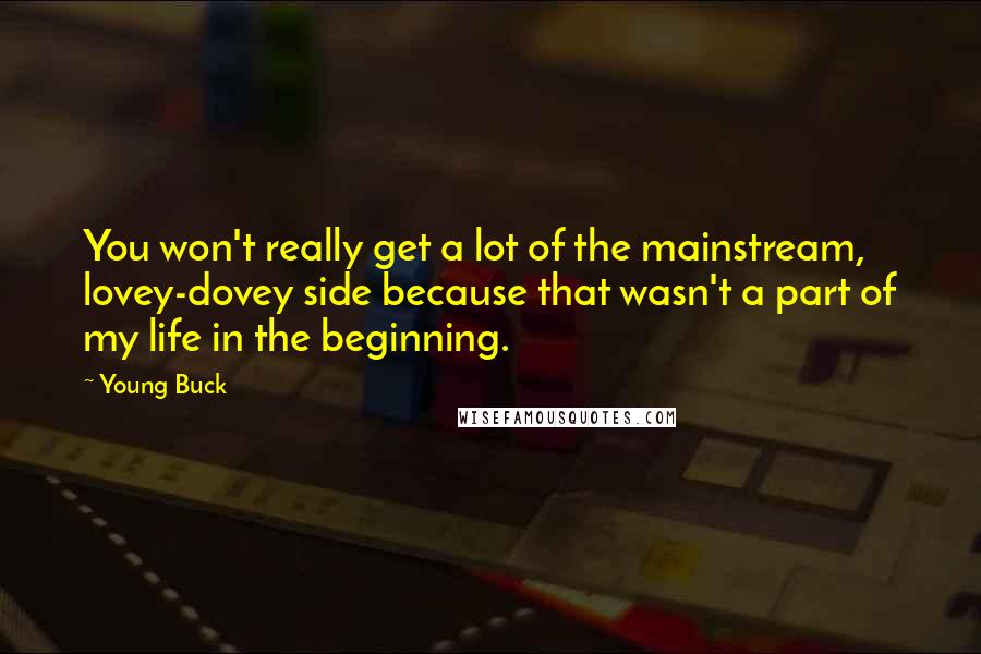 Young Buck Quotes: You won't really get a lot of the mainstream, lovey-dovey side because that wasn't a part of my life in the beginning.