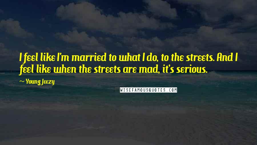 Young Jeezy Quotes: I feel like I'm married to what I do, to the streets. And I feel like when the streets are mad, it's serious.