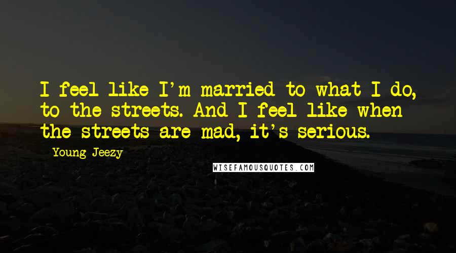 Young Jeezy Quotes: I feel like I'm married to what I do, to the streets. And I feel like when the streets are mad, it's serious.