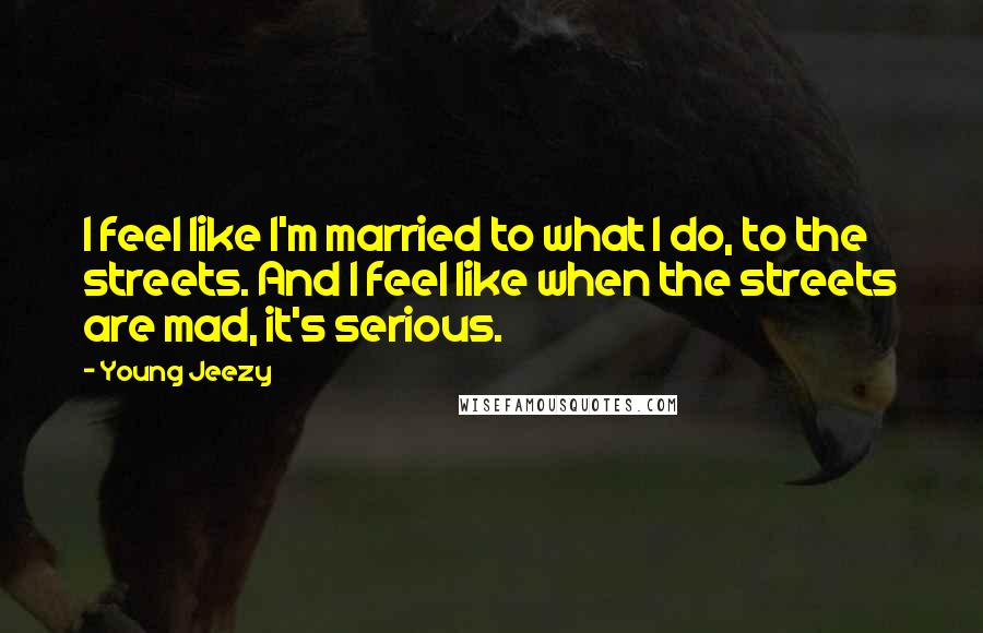 Young Jeezy Quotes: I feel like I'm married to what I do, to the streets. And I feel like when the streets are mad, it's serious.