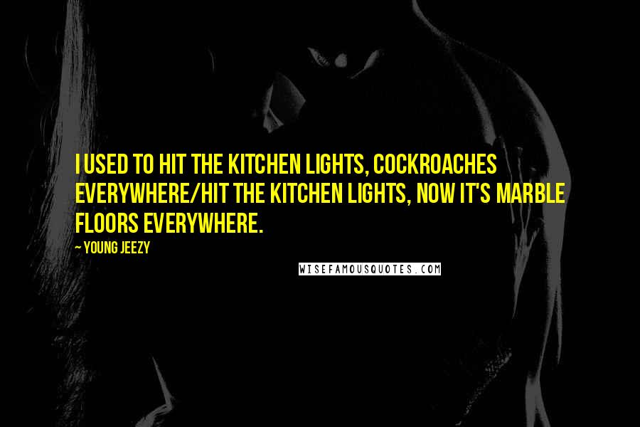 Young Jeezy Quotes: I used to hit the kitchen lights, cockroaches everywhere/Hit the kitchen lights, now it's marble floors everywhere.