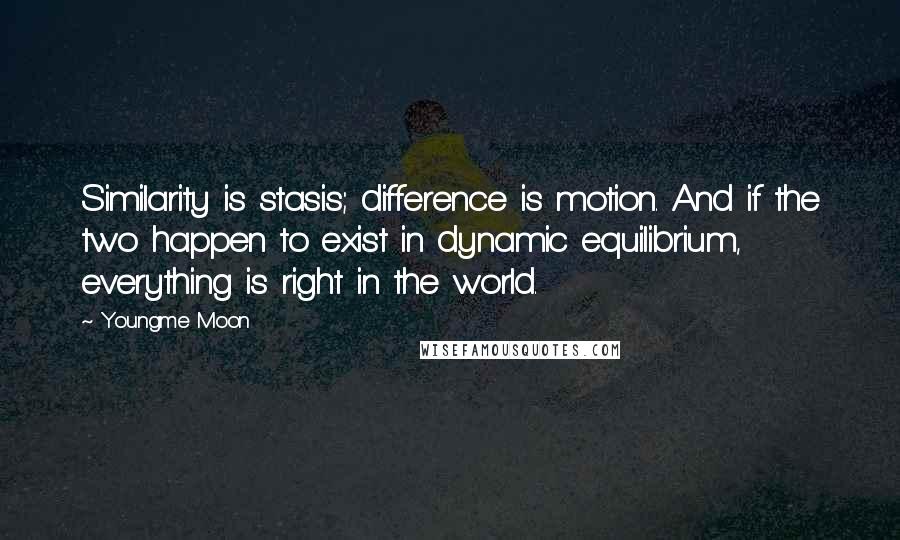 Youngme Moon Quotes: Similarity is stasis; difference is motion. And if the two happen to exist in dynamic equilibrium, everything is right in the world.