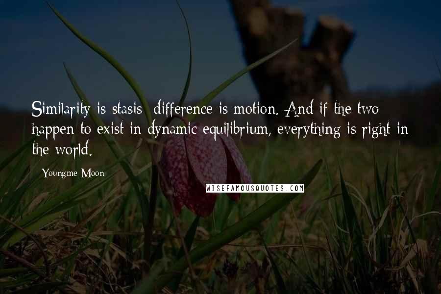 Youngme Moon Quotes: Similarity is stasis; difference is motion. And if the two happen to exist in dynamic equilibrium, everything is right in the world.