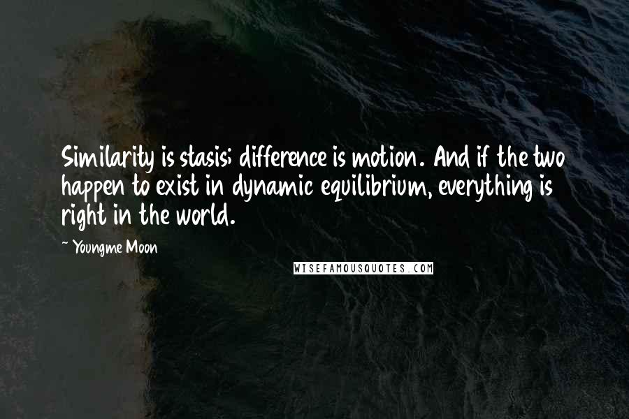 Youngme Moon Quotes: Similarity is stasis; difference is motion. And if the two happen to exist in dynamic equilibrium, everything is right in the world.