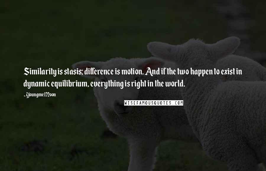 Youngme Moon Quotes: Similarity is stasis; difference is motion. And if the two happen to exist in dynamic equilibrium, everything is right in the world.