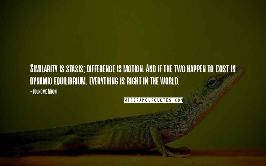 Youngme Moon Quotes: Similarity is stasis; difference is motion. And if the two happen to exist in dynamic equilibrium, everything is right in the world.