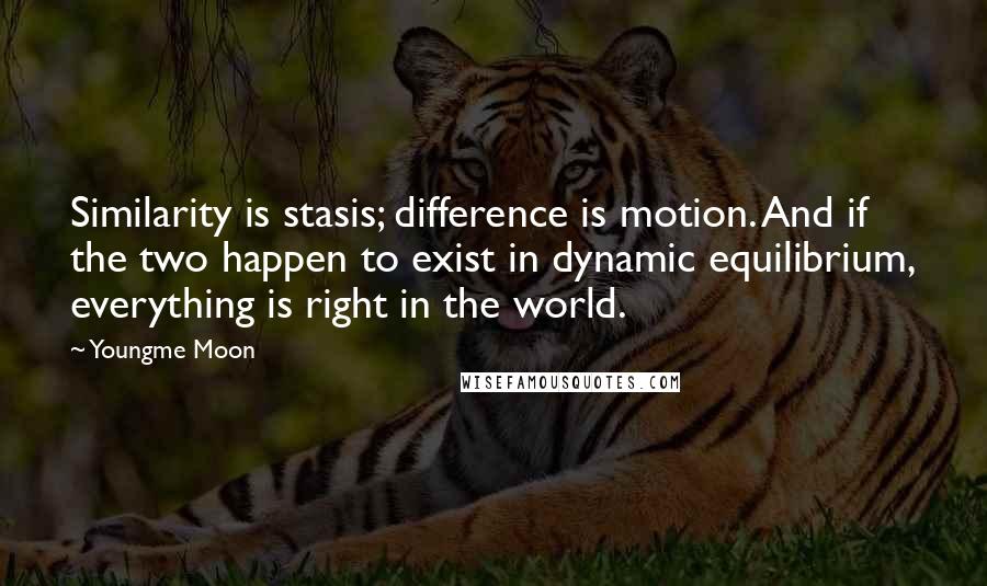 Youngme Moon Quotes: Similarity is stasis; difference is motion. And if the two happen to exist in dynamic equilibrium, everything is right in the world.