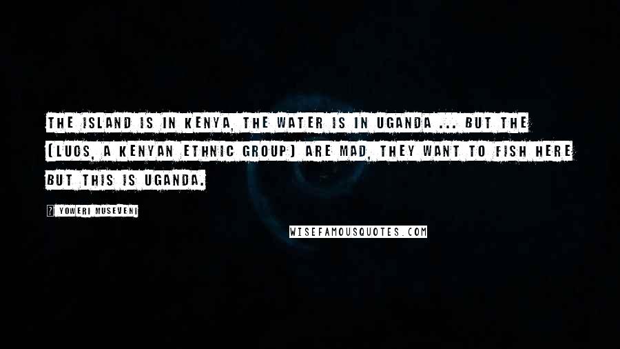 Yoweri Museveni Quotes: The island is in Kenya, the water is in Uganda ... But the [Luos, a Kenyan ethnic group] are mad, they want to fish here but this is Uganda.