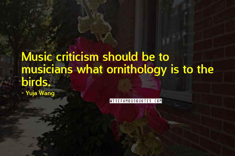 Yuja Wang Quotes: Music criticism should be to musicians what ornithology is to the birds.