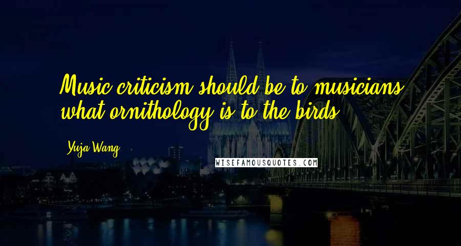 Yuja Wang Quotes: Music criticism should be to musicians what ornithology is to the birds.