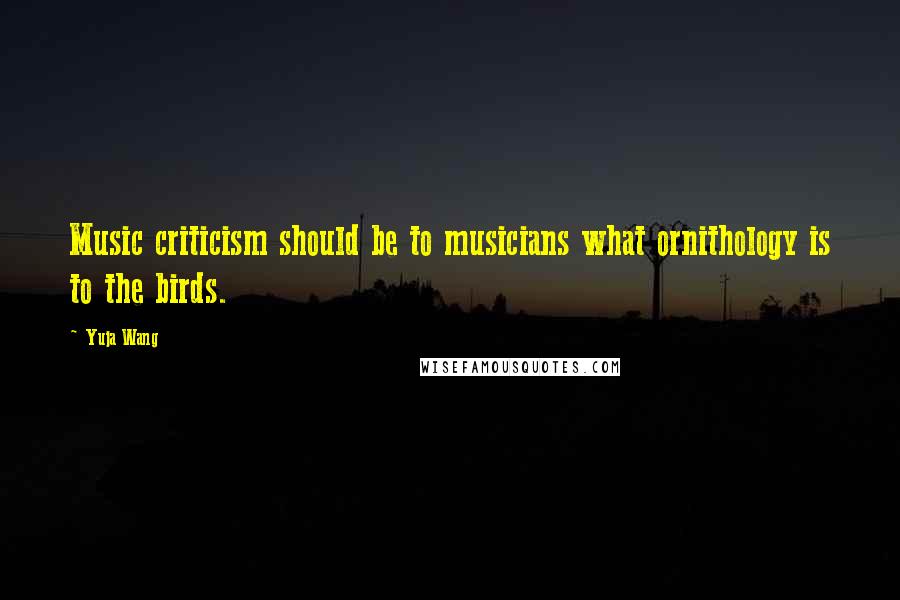 Yuja Wang Quotes: Music criticism should be to musicians what ornithology is to the birds.