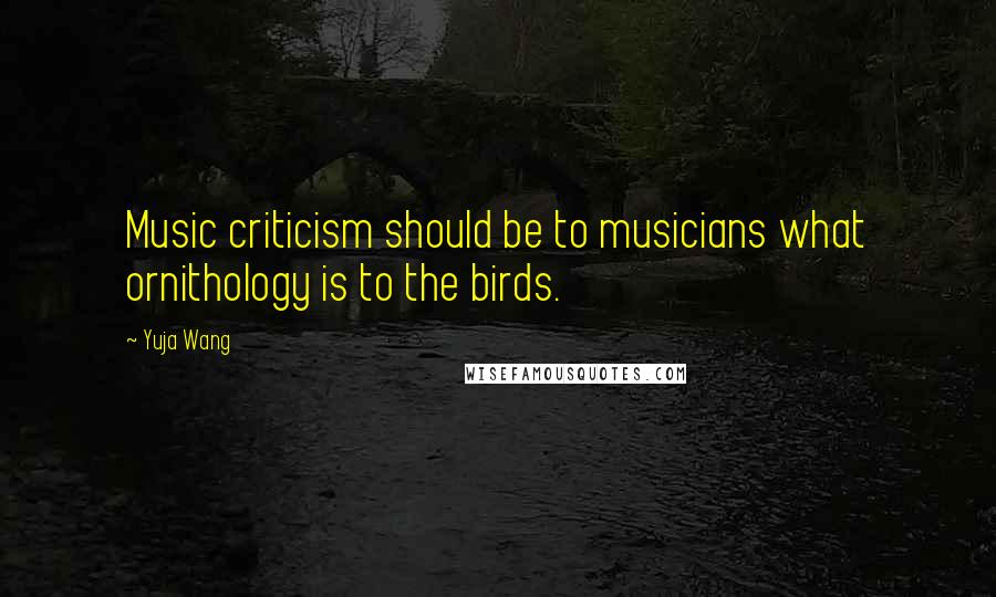 Yuja Wang Quotes: Music criticism should be to musicians what ornithology is to the birds.