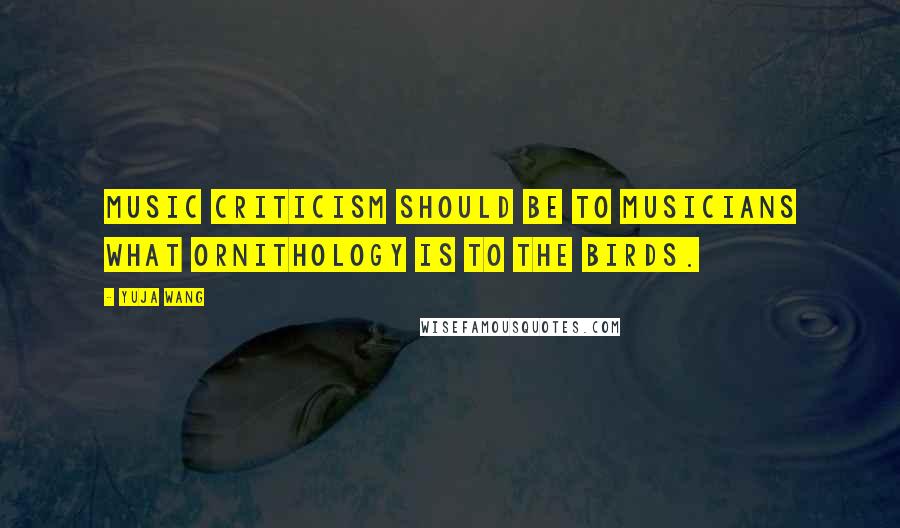 Yuja Wang Quotes: Music criticism should be to musicians what ornithology is to the birds.