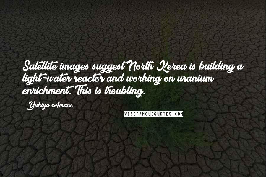 Yukiya Amano Quotes: Satellite images suggest North Korea is building a light-water reactor and working on uranium enrichment. This is troubling.