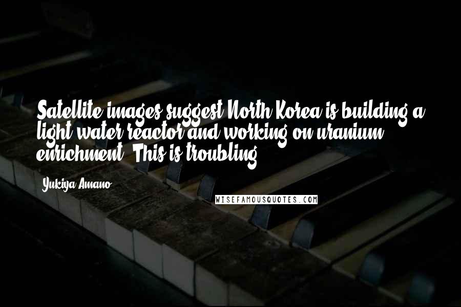 Yukiya Amano Quotes: Satellite images suggest North Korea is building a light-water reactor and working on uranium enrichment. This is troubling.