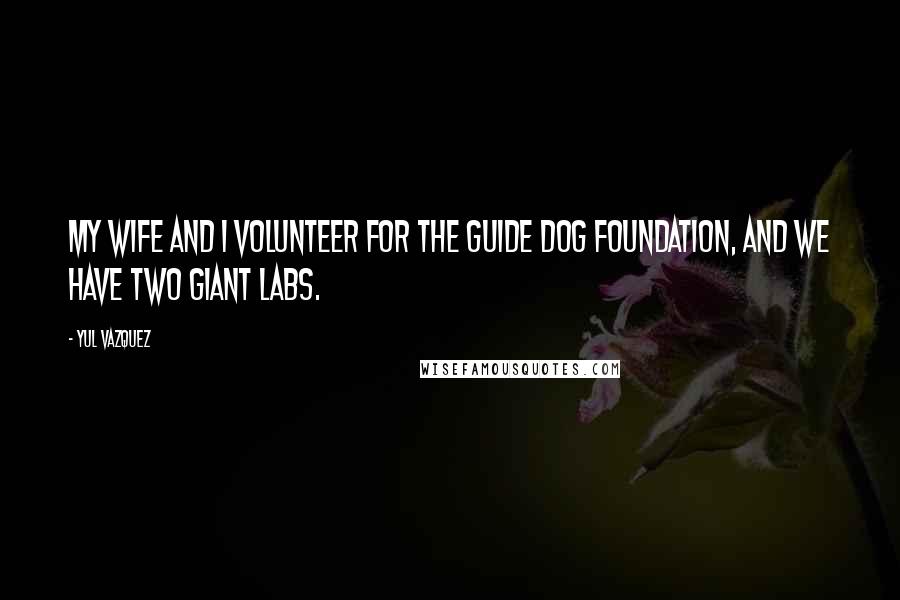 Yul Vazquez Quotes: My wife and I volunteer for the Guide Dog Foundation, and we have two giant labs.