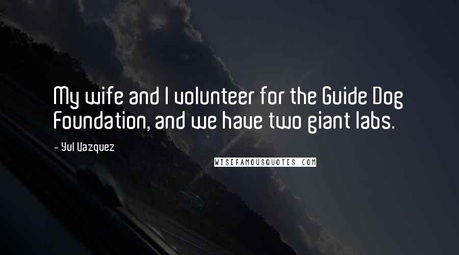 Yul Vazquez Quotes: My wife and I volunteer for the Guide Dog Foundation, and we have two giant labs.