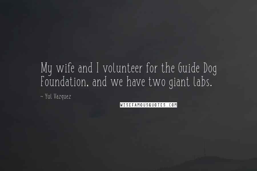 Yul Vazquez Quotes: My wife and I volunteer for the Guide Dog Foundation, and we have two giant labs.