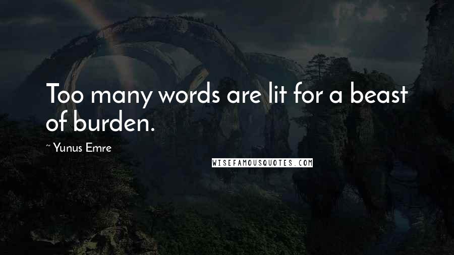 Yunus Emre Quotes: Too many words are lit for a beast of burden.