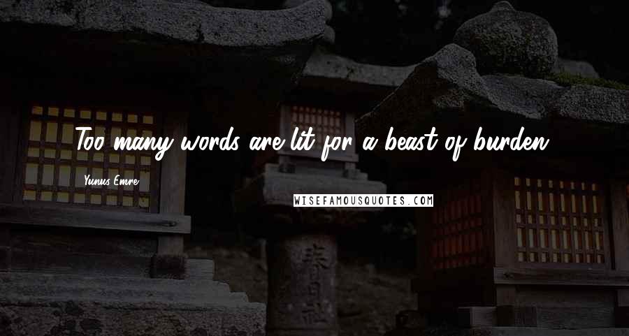 Yunus Emre Quotes: Too many words are lit for a beast of burden.