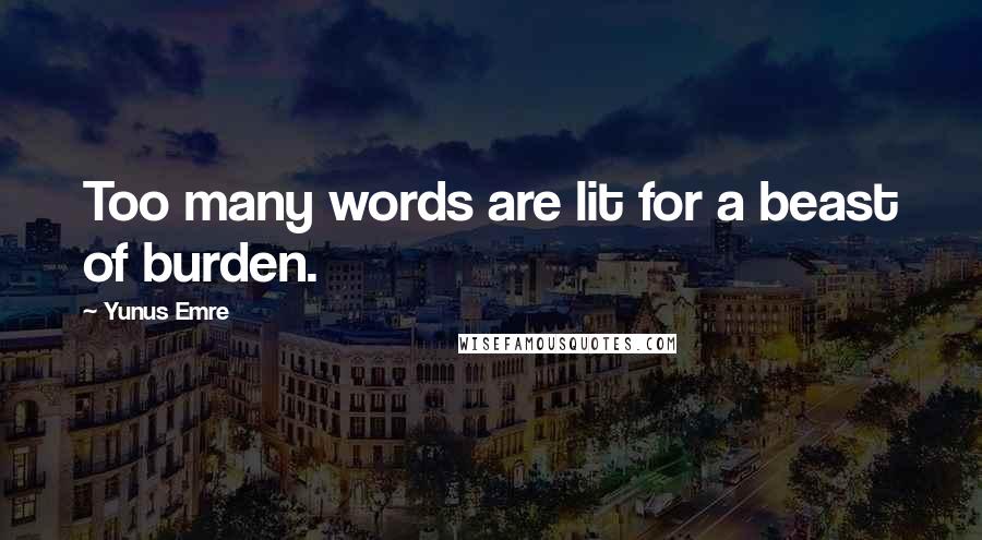 Yunus Emre Quotes: Too many words are lit for a beast of burden.