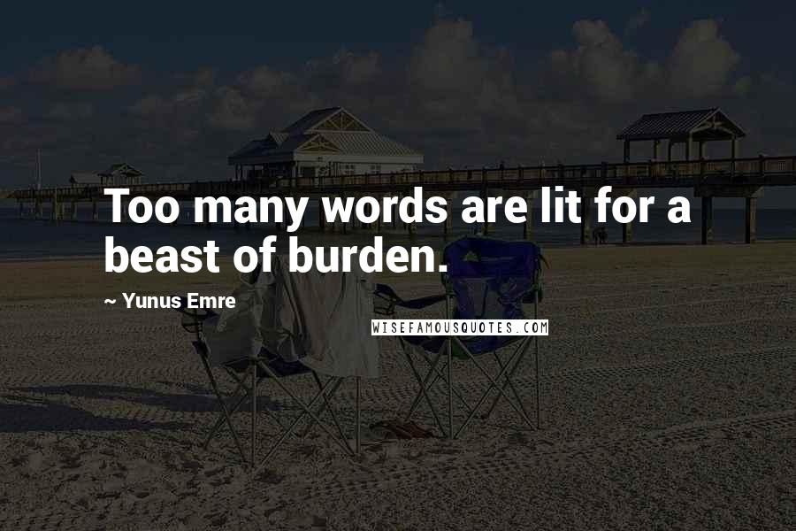 Yunus Emre Quotes: Too many words are lit for a beast of burden.