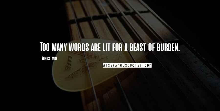 Yunus Emre Quotes: Too many words are lit for a beast of burden.