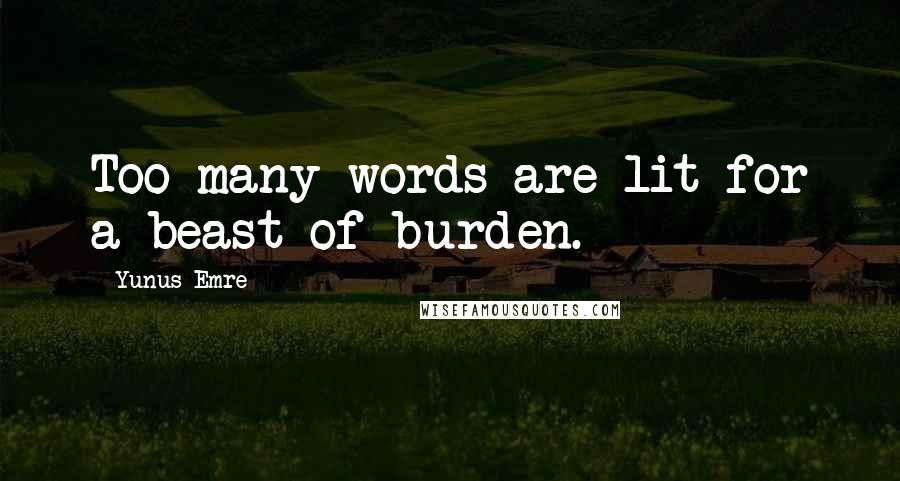 Yunus Emre Quotes: Too many words are lit for a beast of burden.