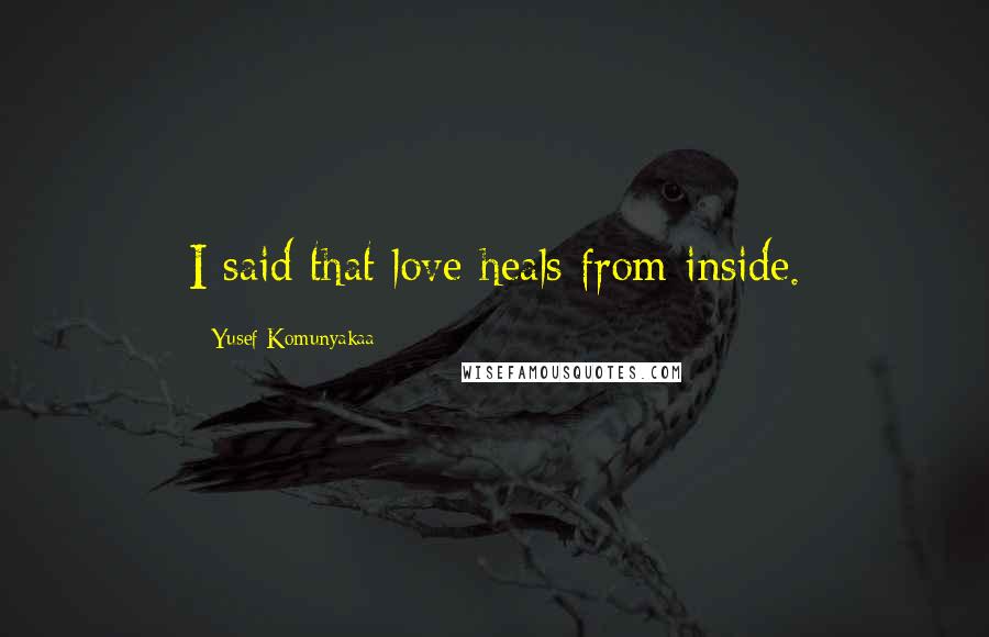 Yusef Komunyakaa Quotes: I said that love heals from inside.