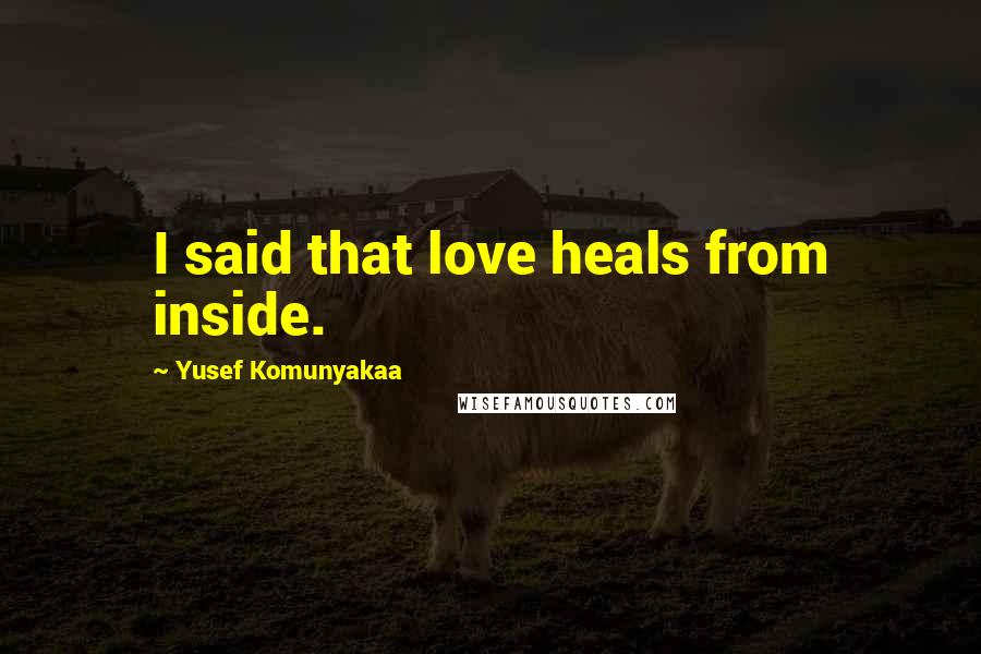 Yusef Komunyakaa Quotes: I said that love heals from inside.