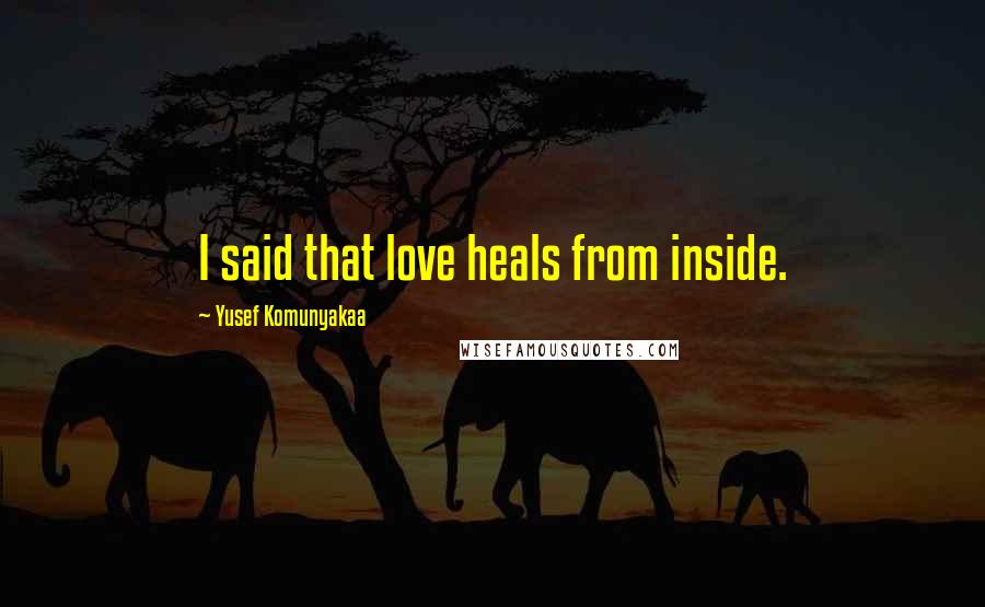 Yusef Komunyakaa Quotes: I said that love heals from inside.