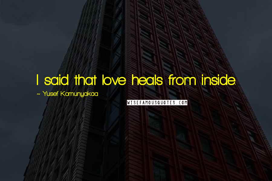 Yusef Komunyakaa Quotes: I said that love heals from inside.